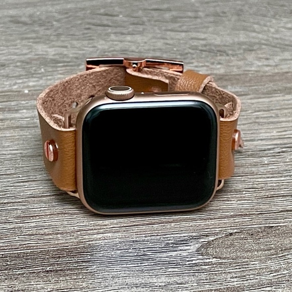 18mm Light Brown Vegan Leather Apple iWatch Band main image 5